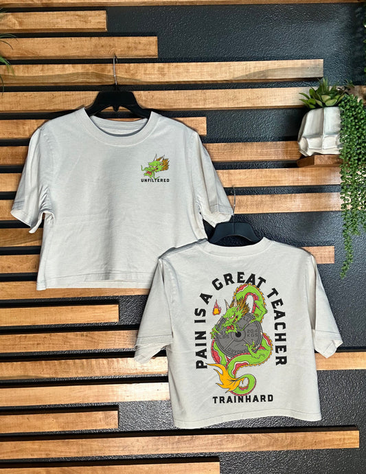 PAIN IS A GREAT TEACHER CROPPED TEE
