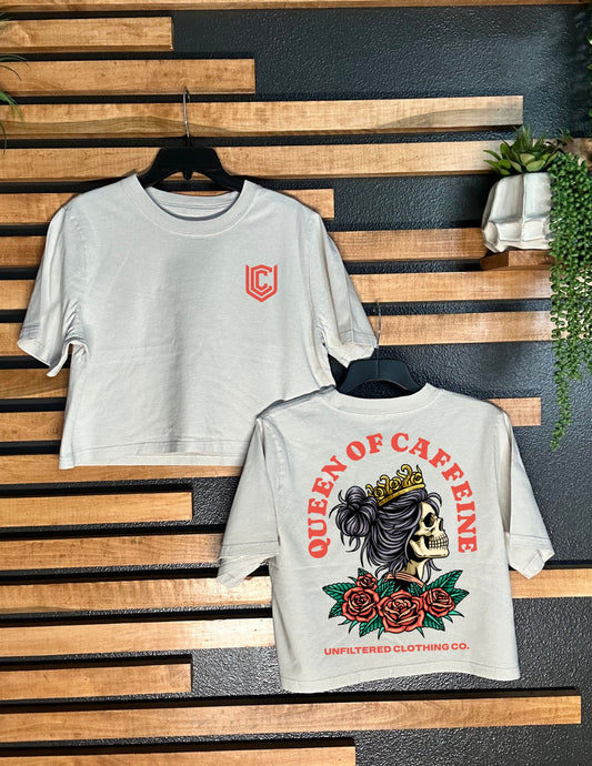 QUEEN OF CAFFEINE CROPPED TEE