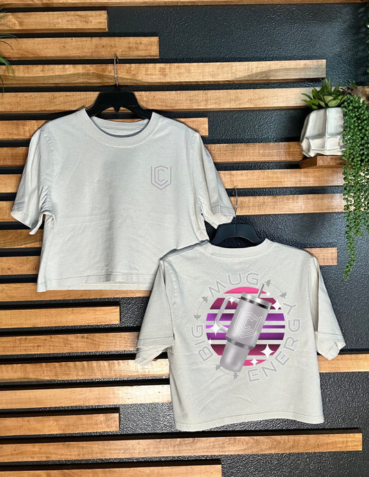 BIG MUG ENERGY WOMENS CROPPED TEE