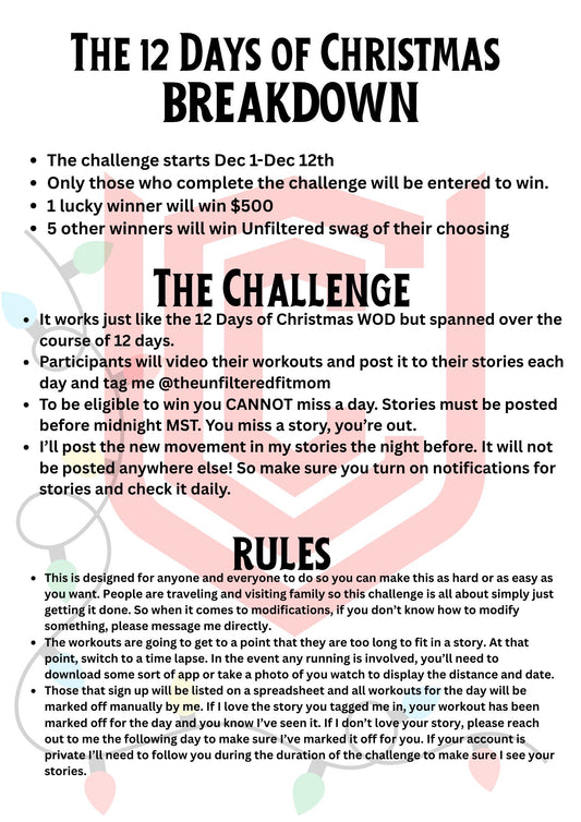 THE 12 DAYS OF CHRISTMAS WORKOUT