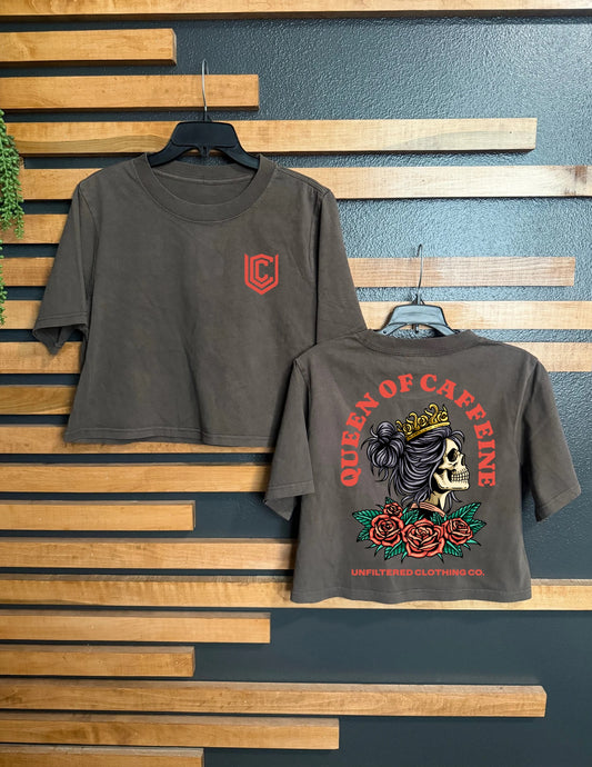QUEEN OF CAFFEINE CROPPED TEE