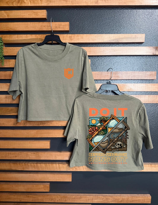 BEFORE THE CLOCK RUNS OUT WOMENS CROPPED TEE