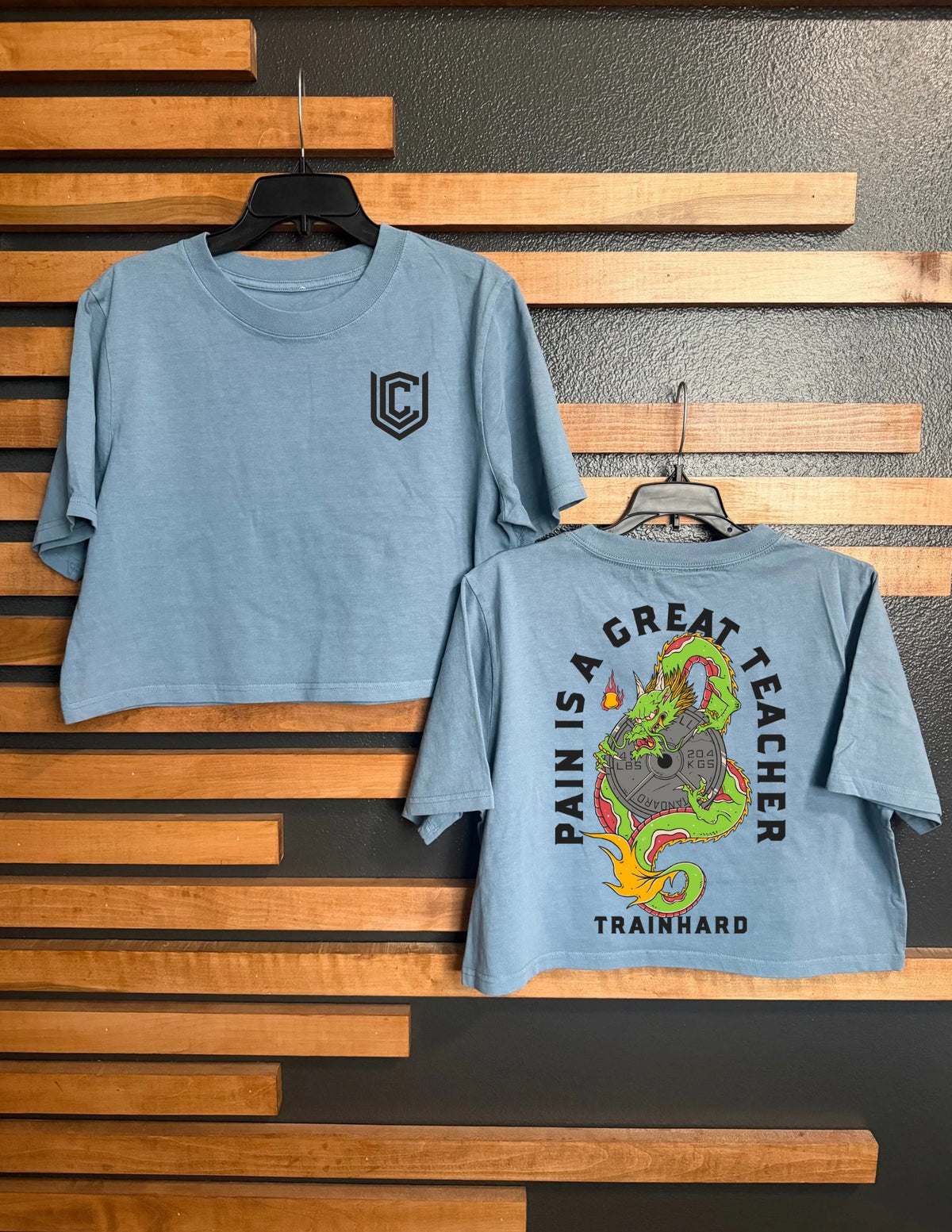 PAIN IS A GREAT TEACHER CROPPED TEE