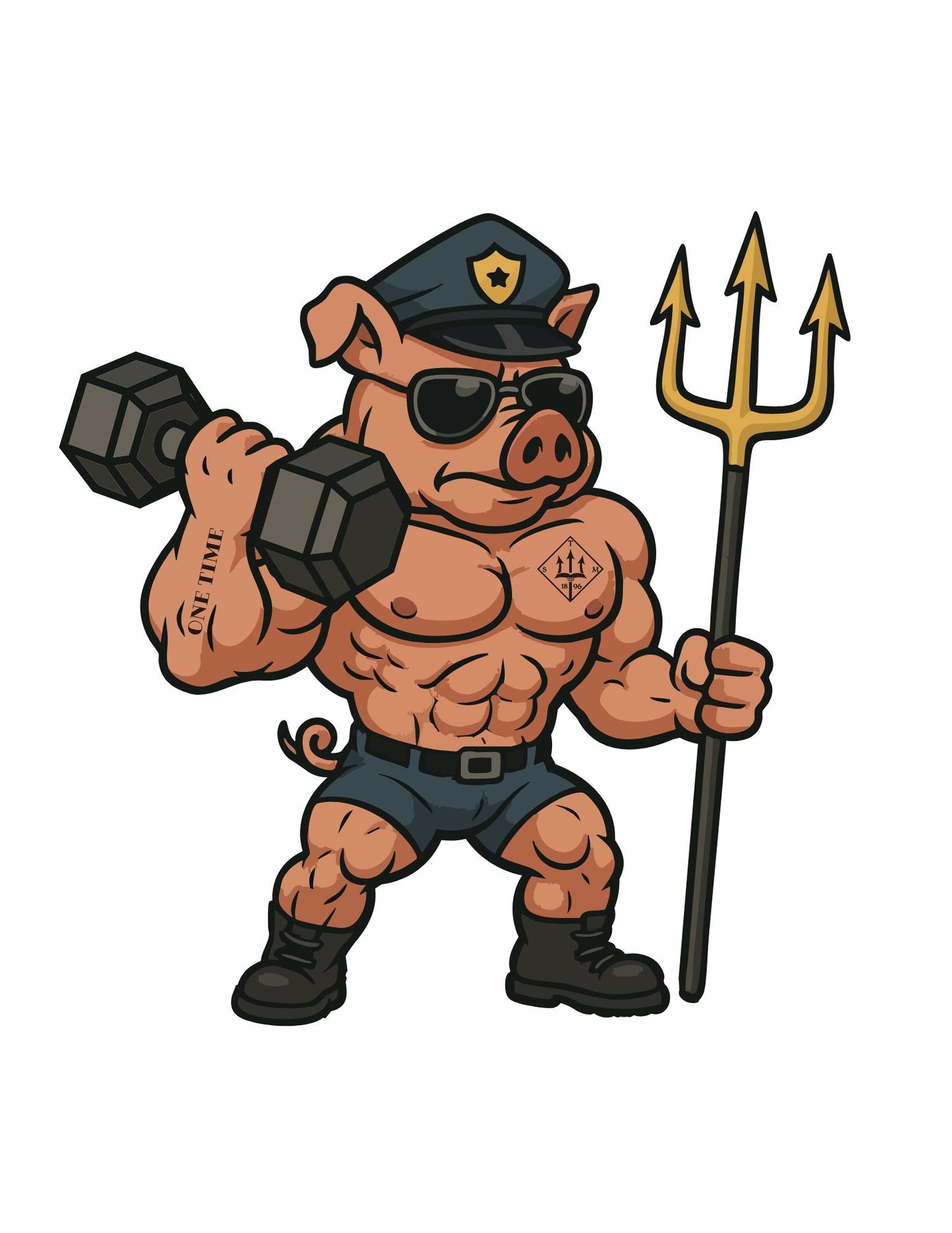 Muscle Pig Sticker