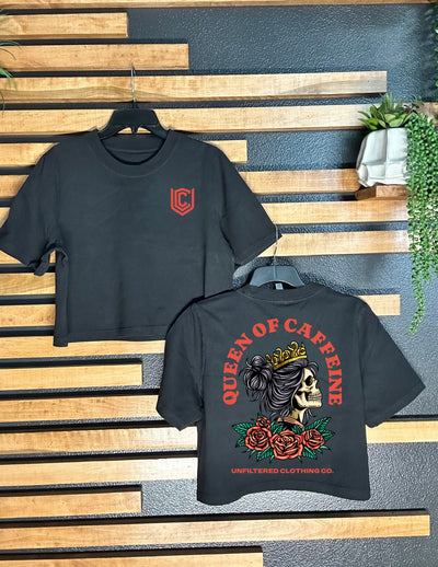 QUEEN OF CAFFEINE CROPPED TEE
