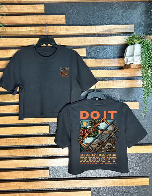 BEFORE THE CLOCK RUNS OUT WOMENS CROPPED TEE